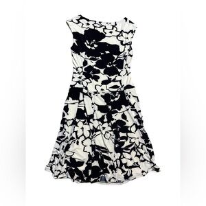 🌸✨LAUREN RALPH LAUREN Blue & White Floral Fit‎ & Flare Dress 8✨🌸